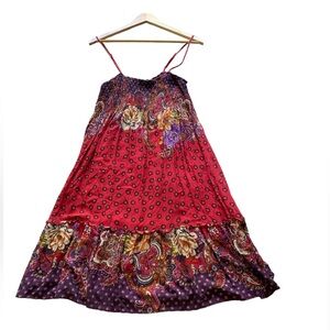 Paisley and Floral Sundress, Large, Adjustable Spaghetti Straps, 100% Rayon